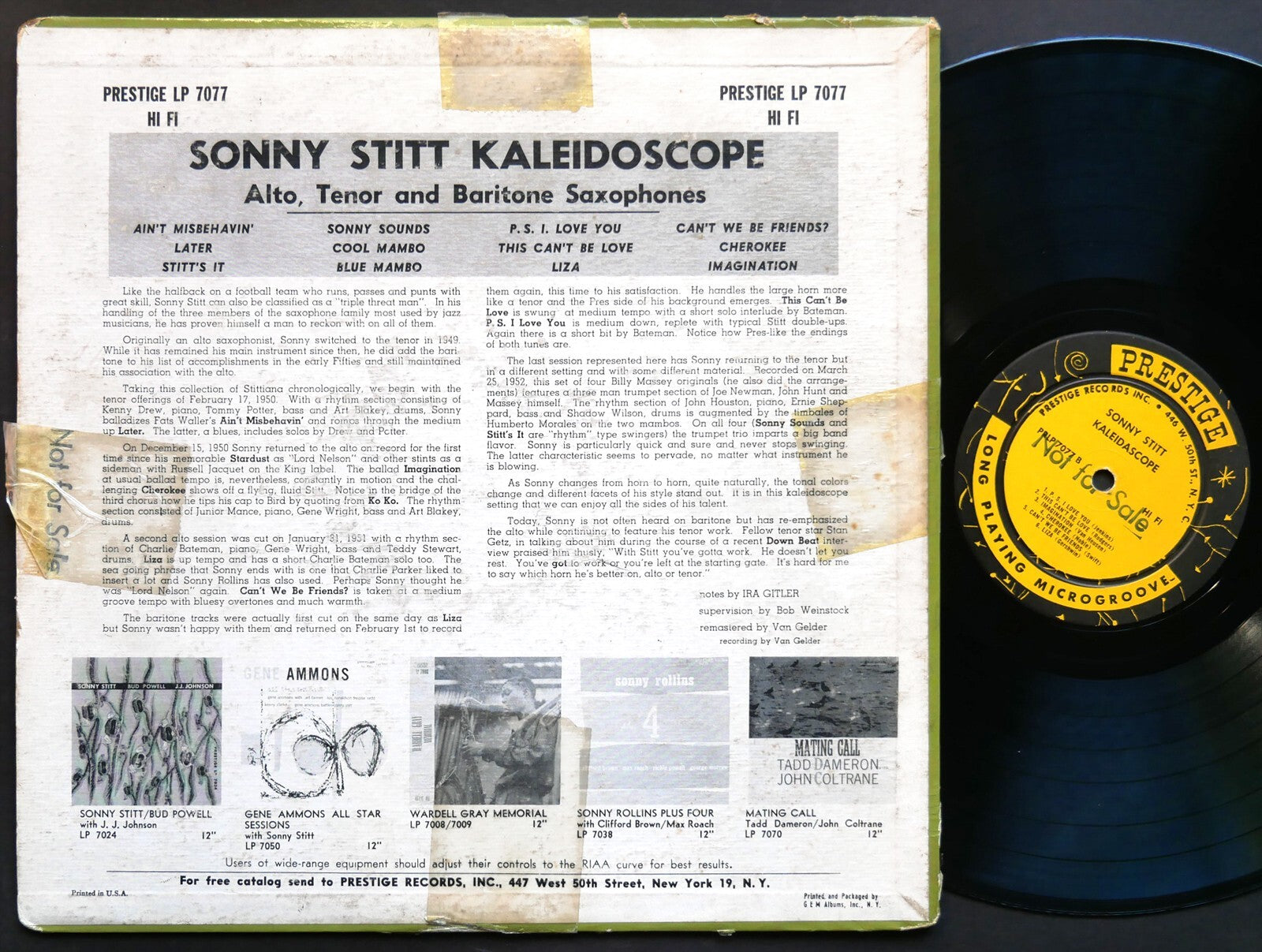 SONNY STITT Kaleidoscope LP PRESTIGE 7077 US 1957 RVG DG MONO W.50th Art Blakey