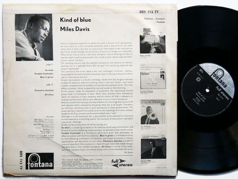 MILES DAVIS Kind Of Blue LP FONTANA 885 113 TY NL 1960 John Coltrane Bill Evans