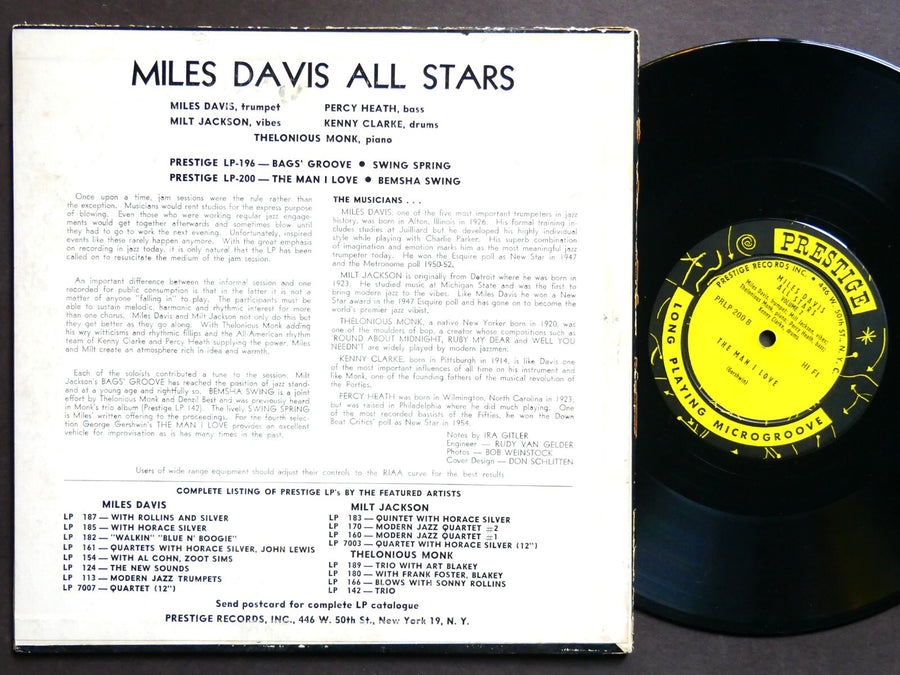 MILES DAVIS All Stars Vol.2 PRESTIGE LP 200 US 1955 RVG EAR MONO Thelonious Monk