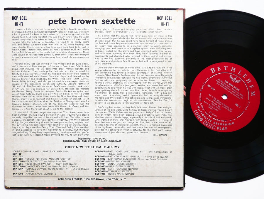 PETE BROWN Sextette Peter The Great LP BETHLEHEM BCP 1011 US '55 MONO Joe Wilder
