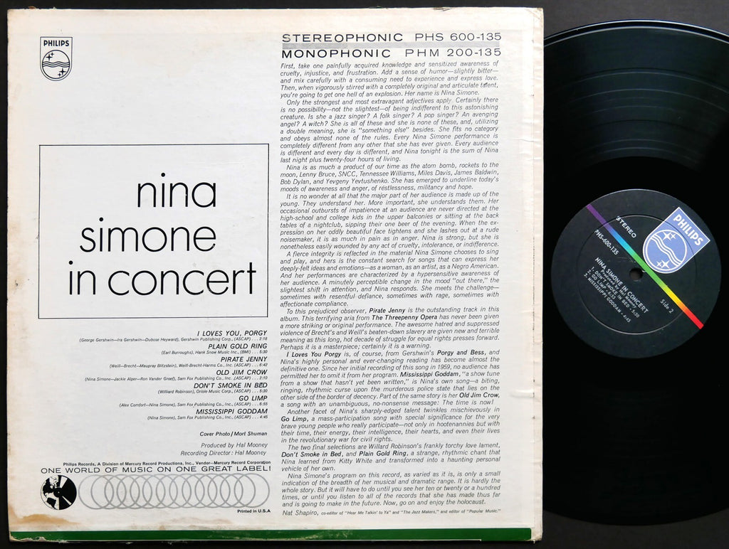 NINA SIMONE In Concert LP PHILIPS PHS 600-135 US 1964 VOCAL JAZZ STEREO