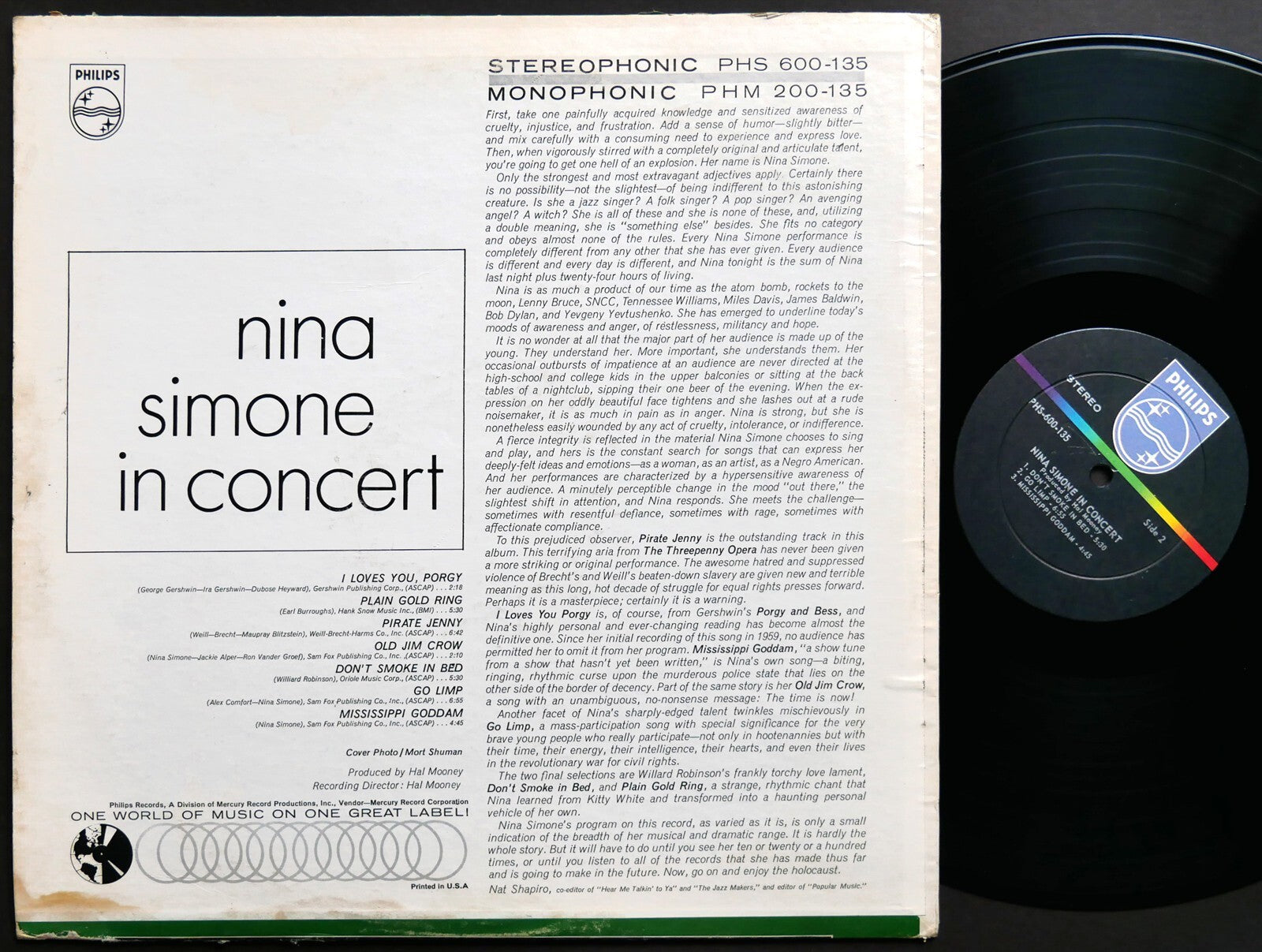 NINA SIMONE In Concert LP PHILIPS PHS 600-135 US 1964 VOCAL JAZZ STEREO