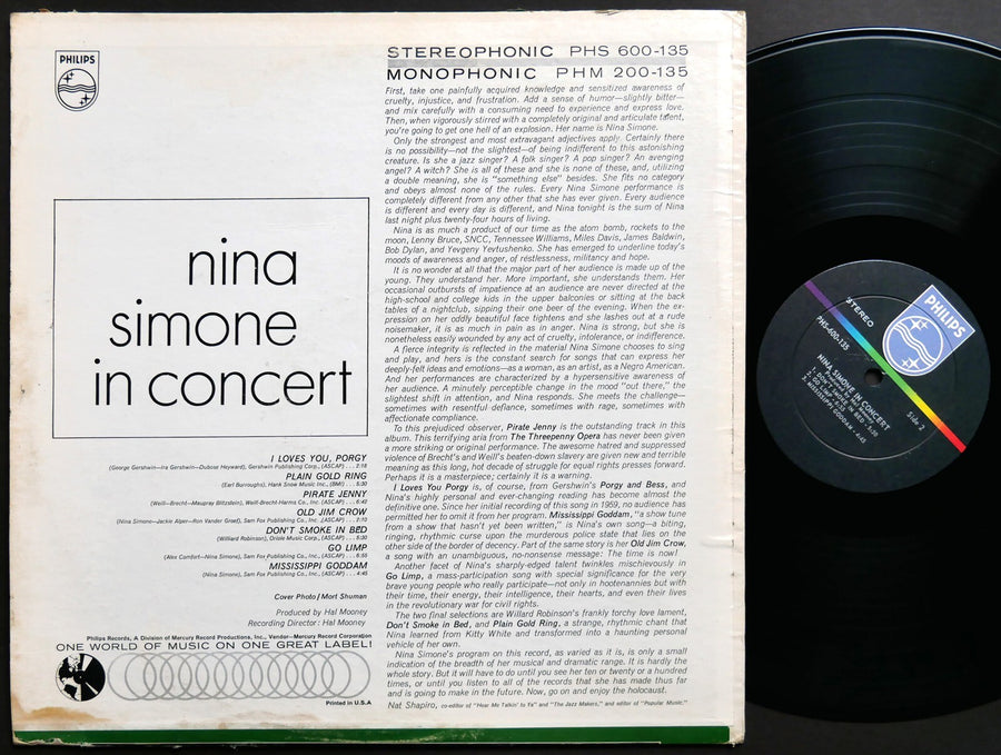 NINA SIMONE In Concert LP PHILIPS PHS 600-135 US 1964 VOCAL JAZZ STEREO