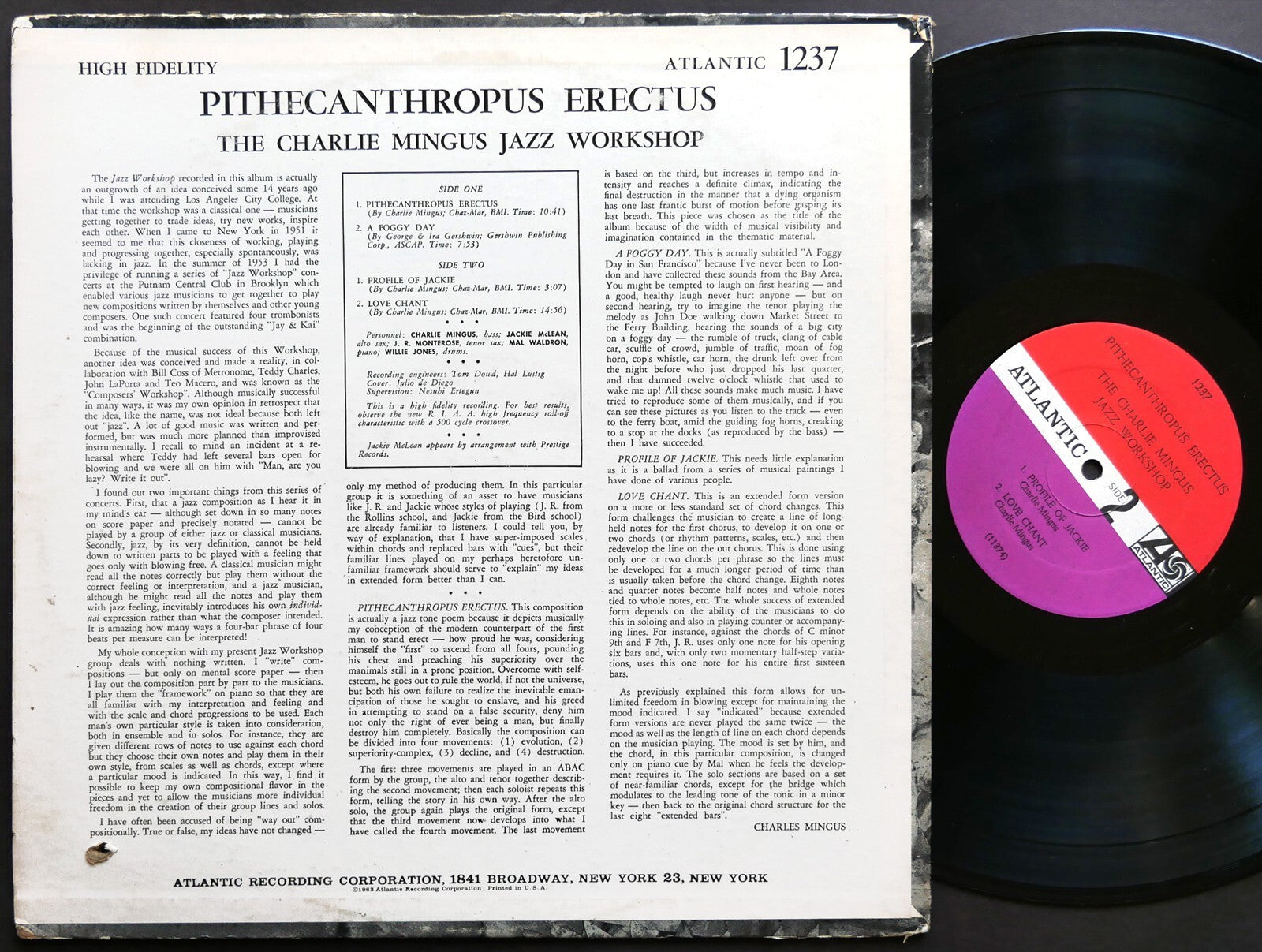 CHARLIE MINGUS Pithecanthropus Erectus LP ATLANTIC 1237 US 1963 MONO Mal Waldron