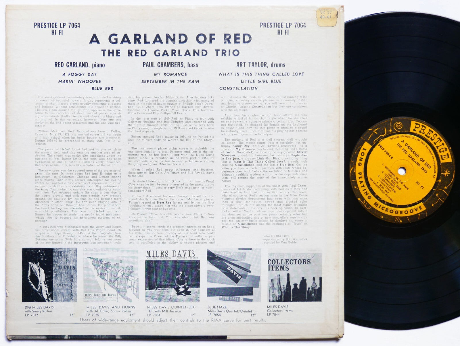 RED GARLAND A Garland Of Red LP PRESTIGE 7064 US 1958 NJ DG MONO Paul Chambers