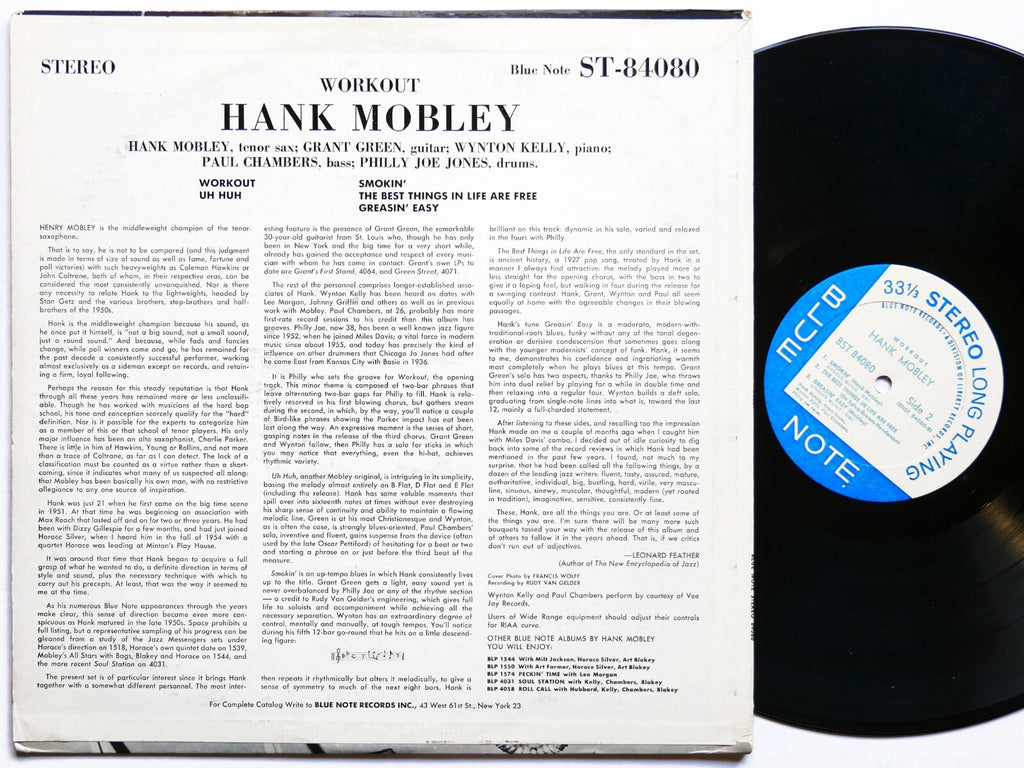 HANK MOBLEY Workout LP BLUE NOTE BST 84080 RVG LIBERTY Grant Green Wynton Kelly