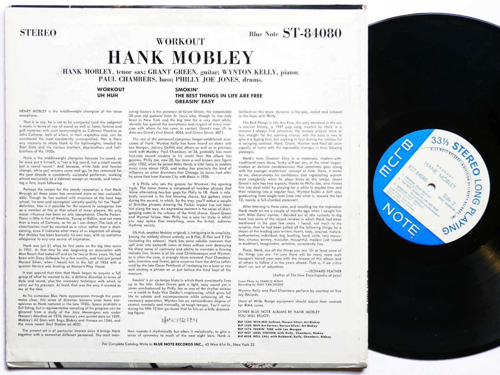HANK MOBLEY Workout LP BLUE NOTE BST 84080 RVG LIBERTY Grant Green Wynton Kelly
