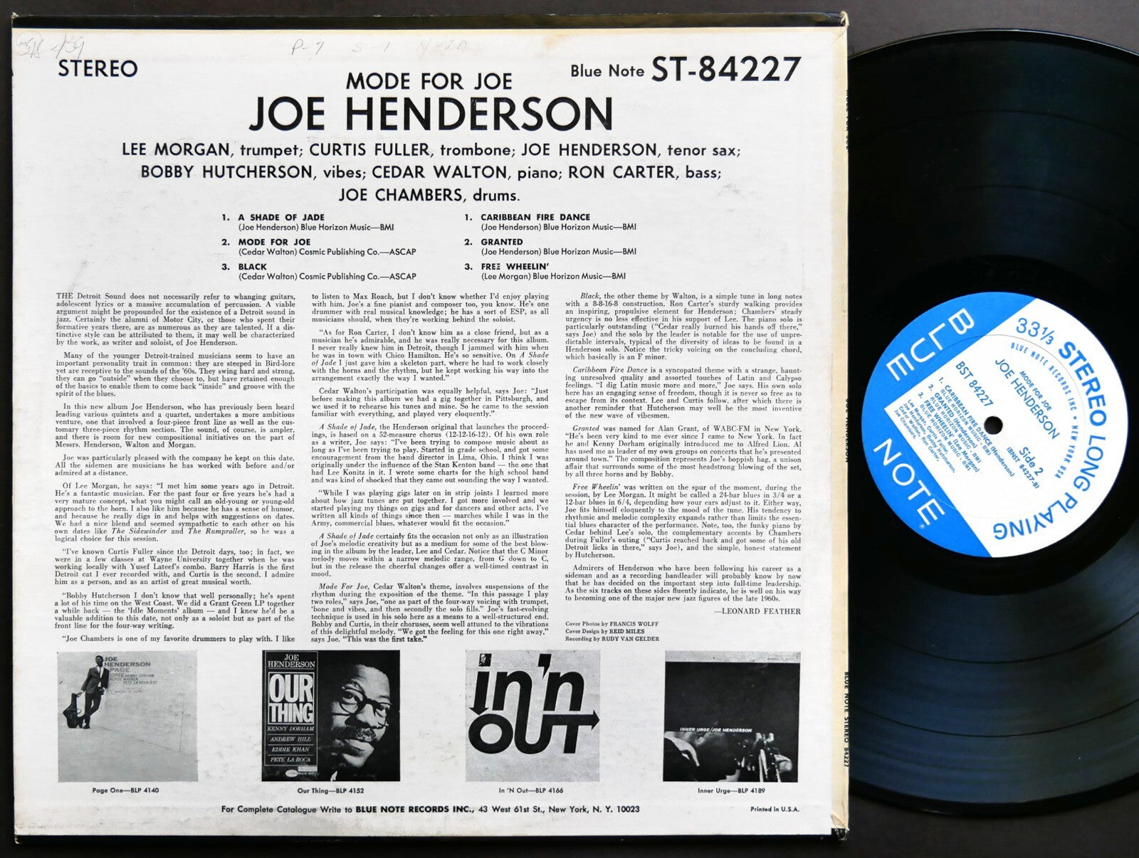 JOE HENDERSON Mode For Joe LP BLUE NOTE BST 84227 US '66 NY RVG Lee Morgan CLEAN