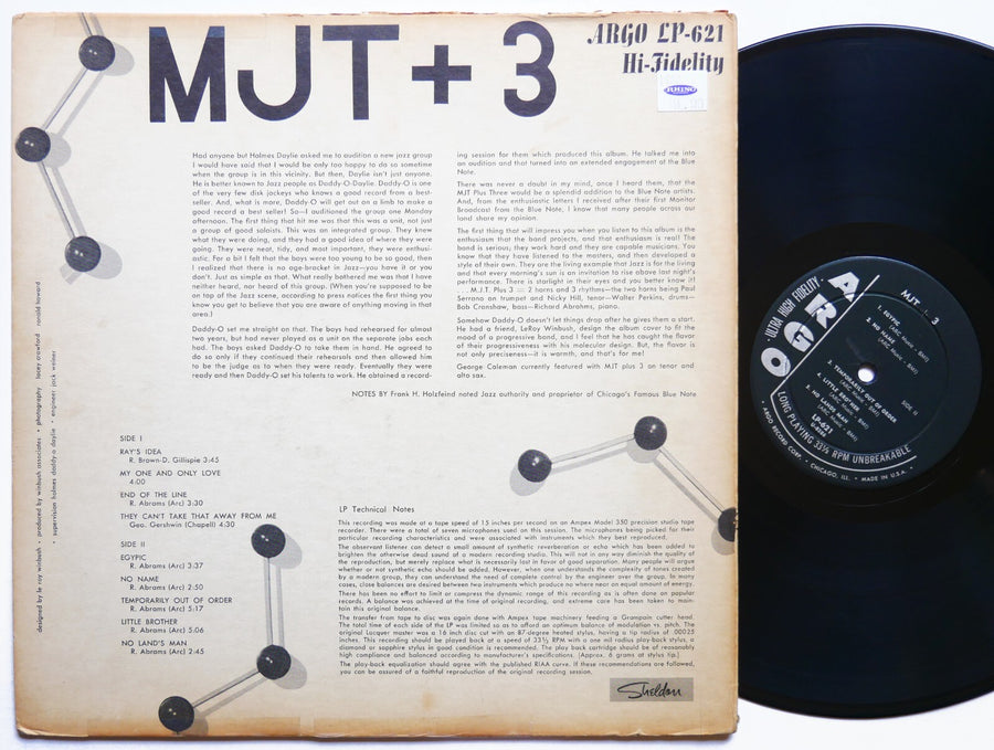 MJT + 3 LP ARGO LP 621 US 1957 JAZZ DG MONO Richard Abrahms Bob Cranshaw Daddy-O
