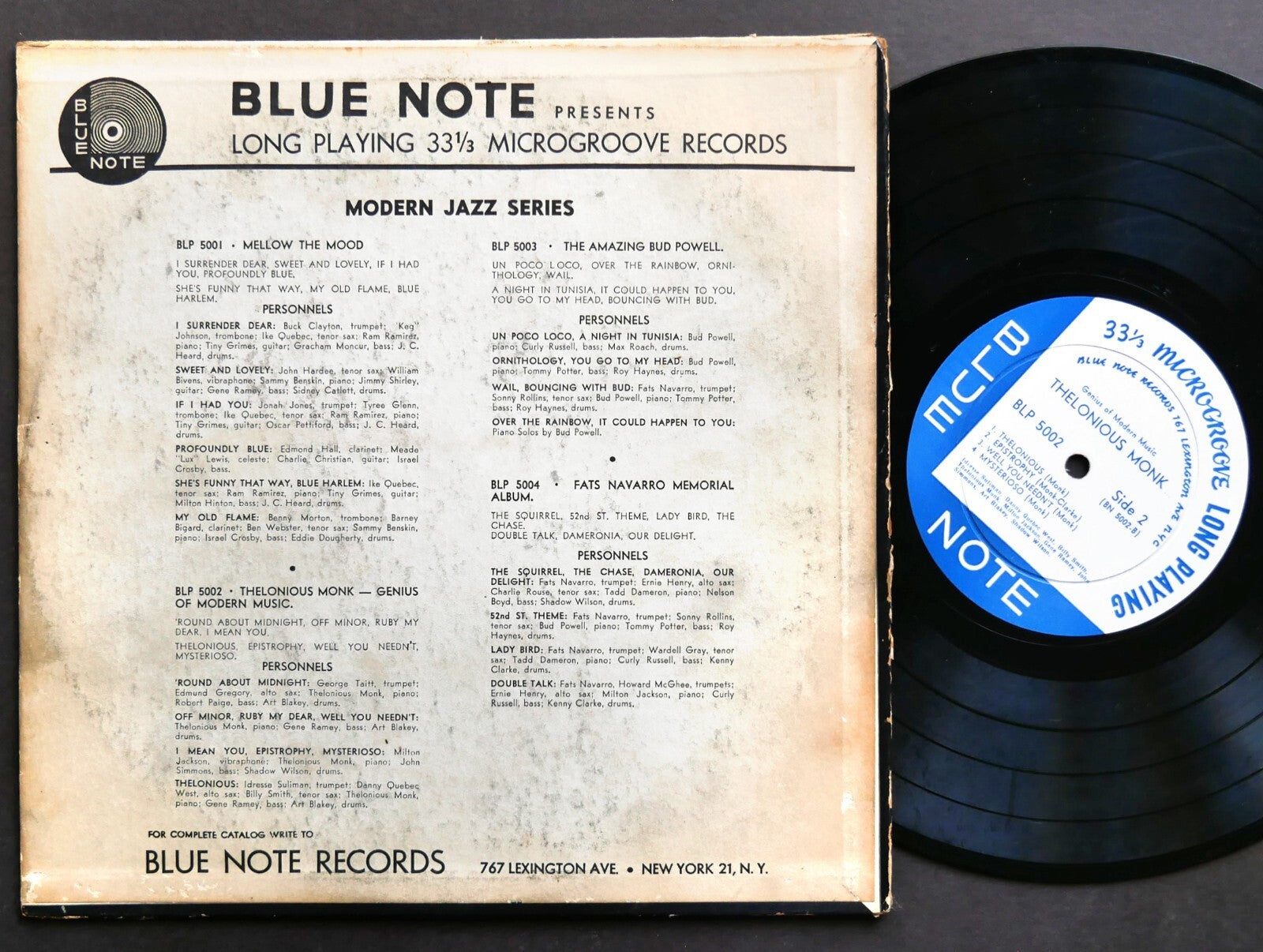 THELONIOUS MONK Genius Of Modern Music LP BLUE NOTE BLP 5002 US 1951 Art Blakey