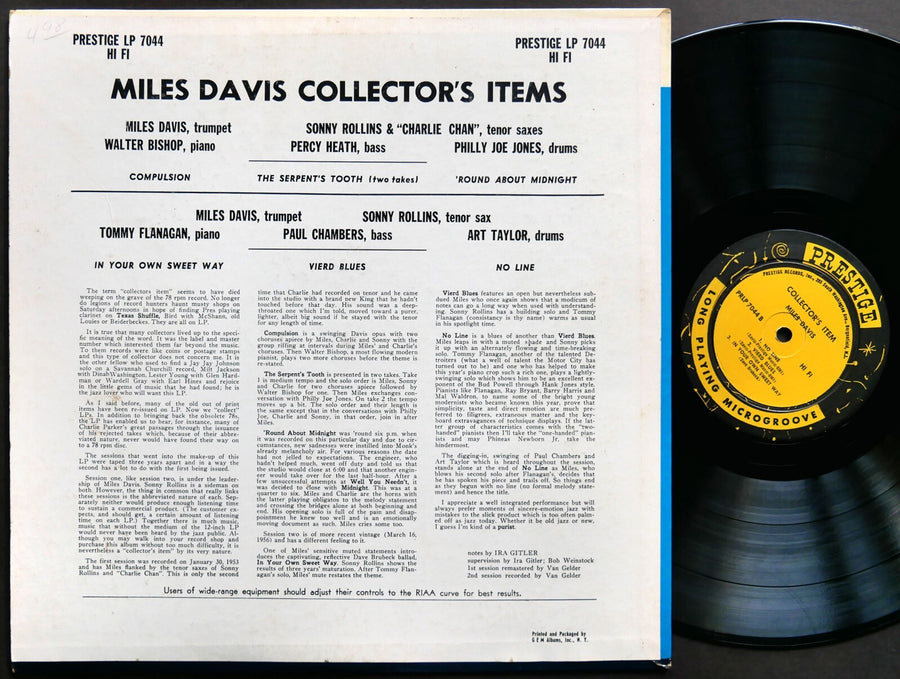 MILES DAVIS Collectors' Items LP PRESTIGE PRLP 7044 US '58 NJ MONO Sonny Rollins