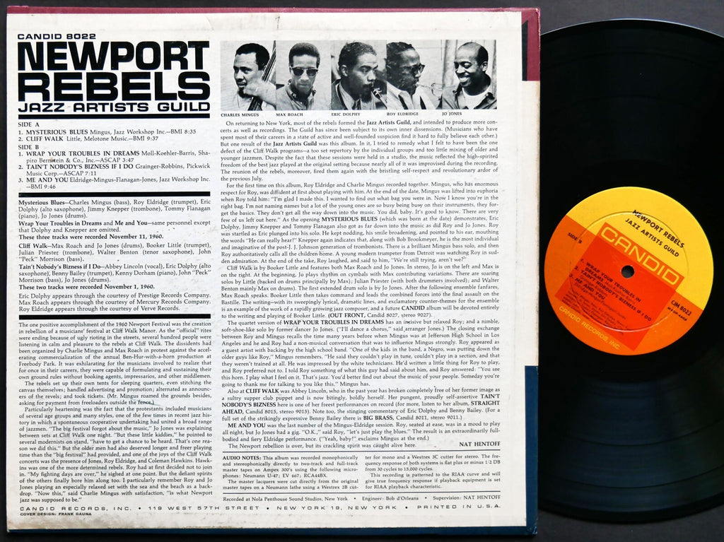 CHARLES MINGUS ERIC DOLPHY MAX ROACH Newport Rebels LP CANDID CJM 8022 DG MONO