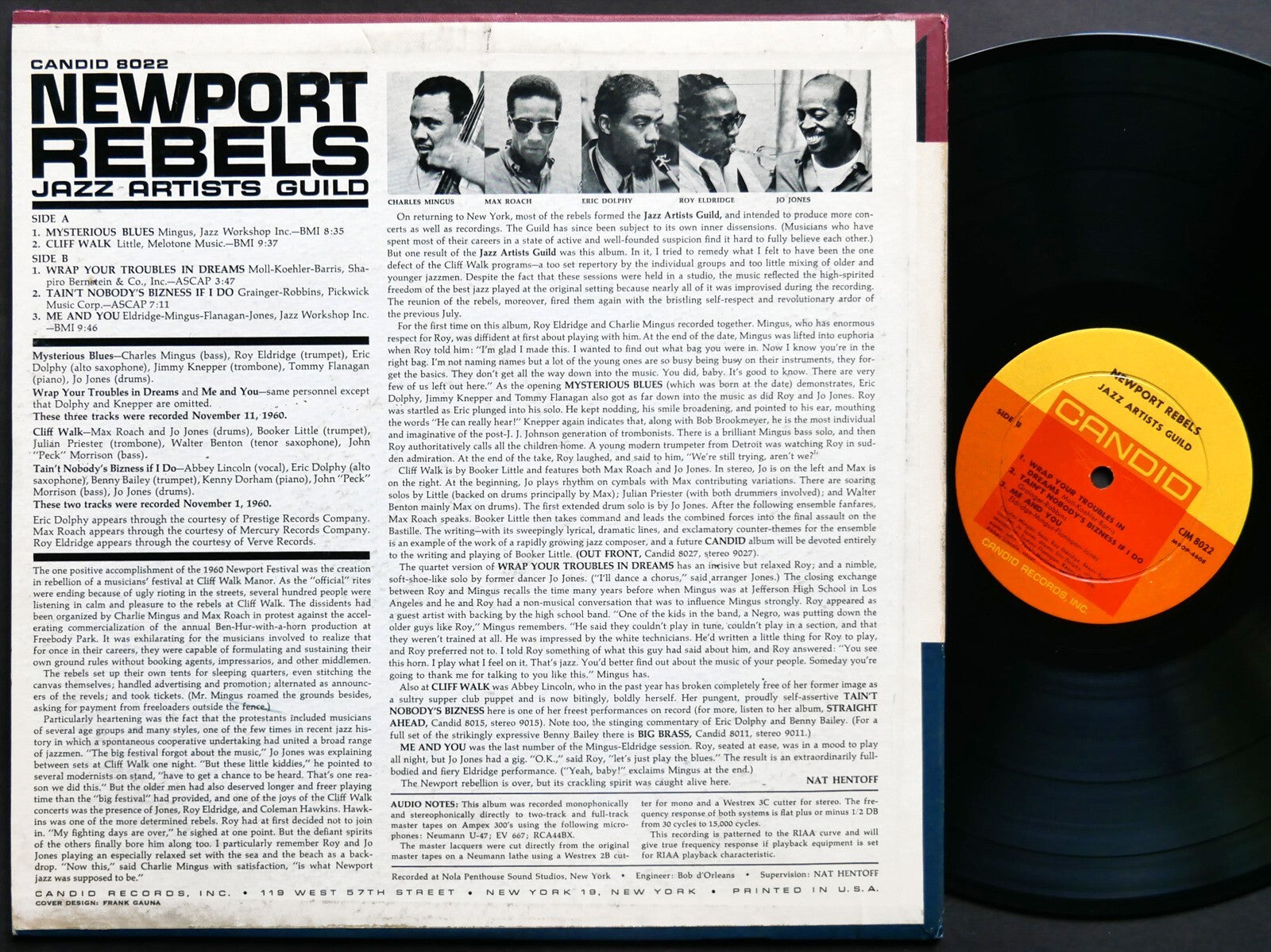 CHARLES MINGUS ERIC DOLPHY MAX ROACH Newport Rebels LP CANDID CJM 8022 DG MONO