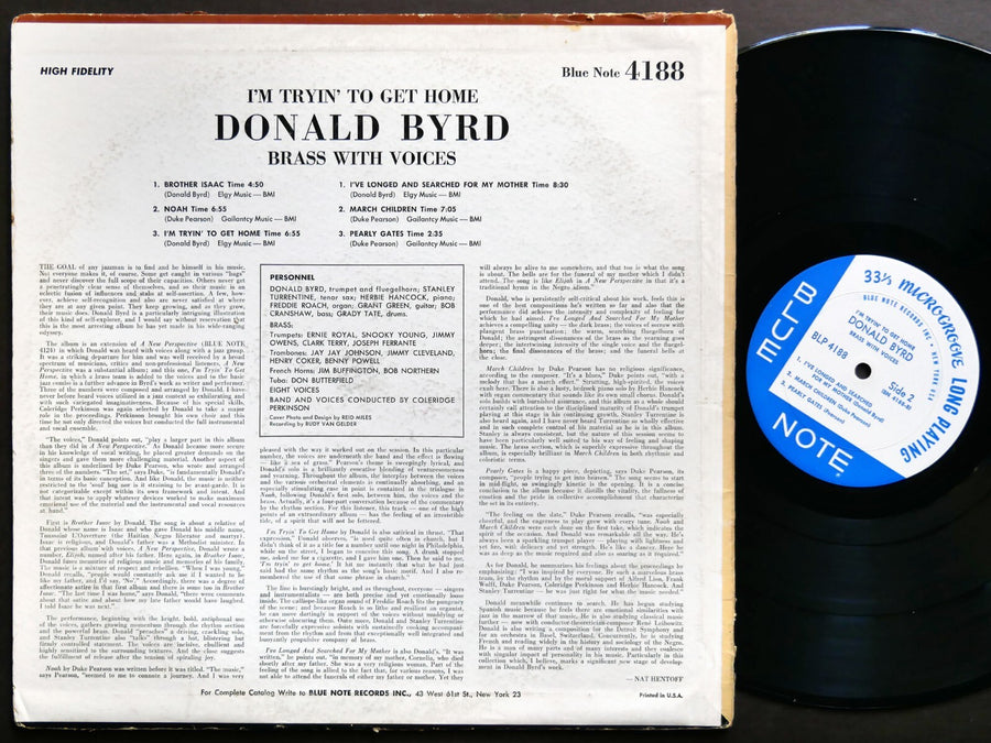 DONALD BYRD I'm Tryin' To Get Home LP BLUE NOTE 4188 EAR DG MONO Herbie Hancock