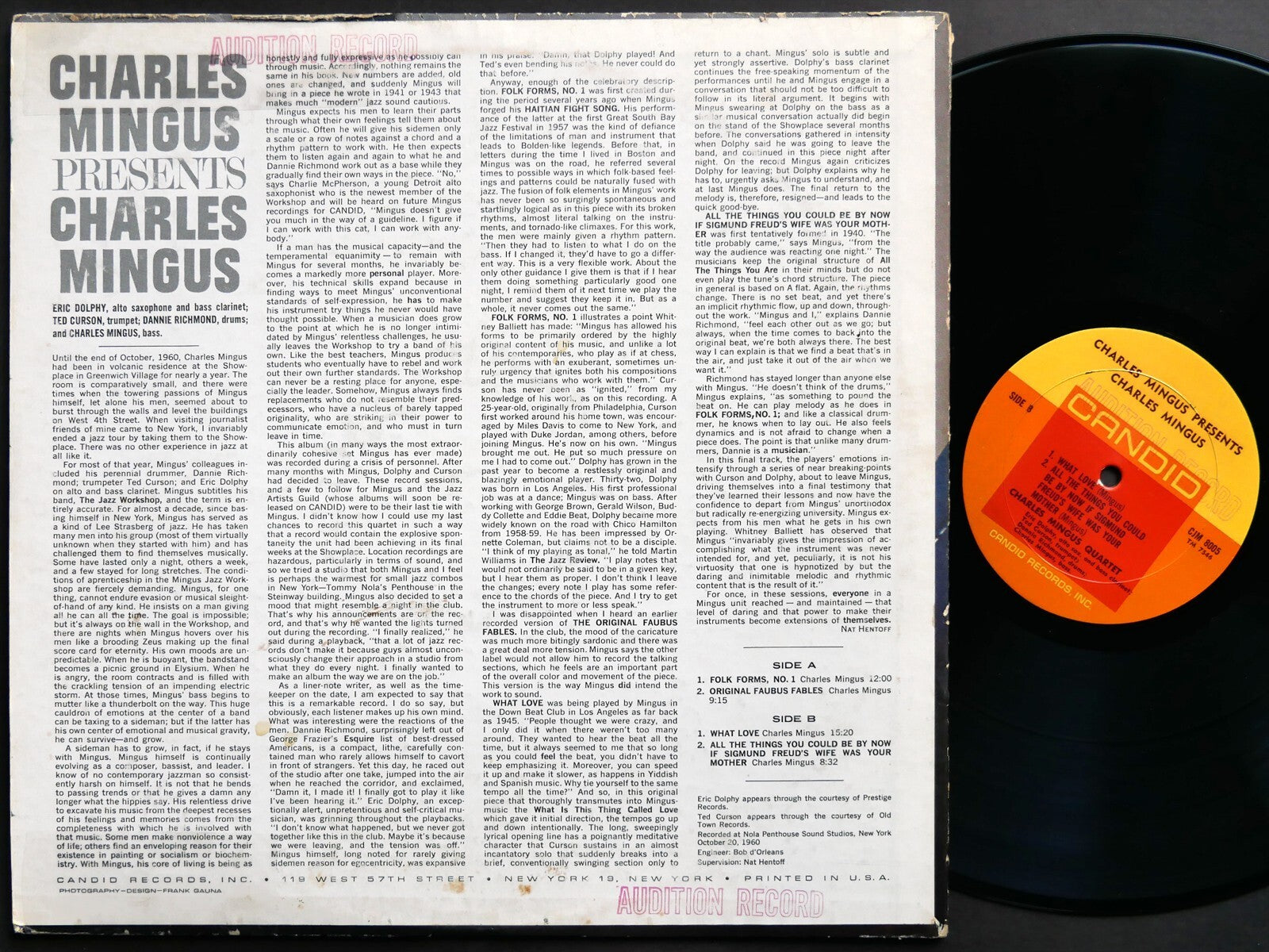 CHARLES MINGUS Presents LP CANDID CJM 8005 DG MONO JAZZ Eric Dolphy Ted Curson