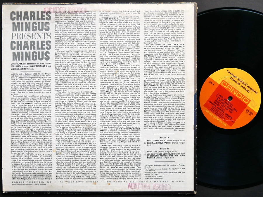 CHARLES MINGUS Presents LP CANDID CJM 8005 DG MONO JAZZ Eric Dolphy Ted Curson