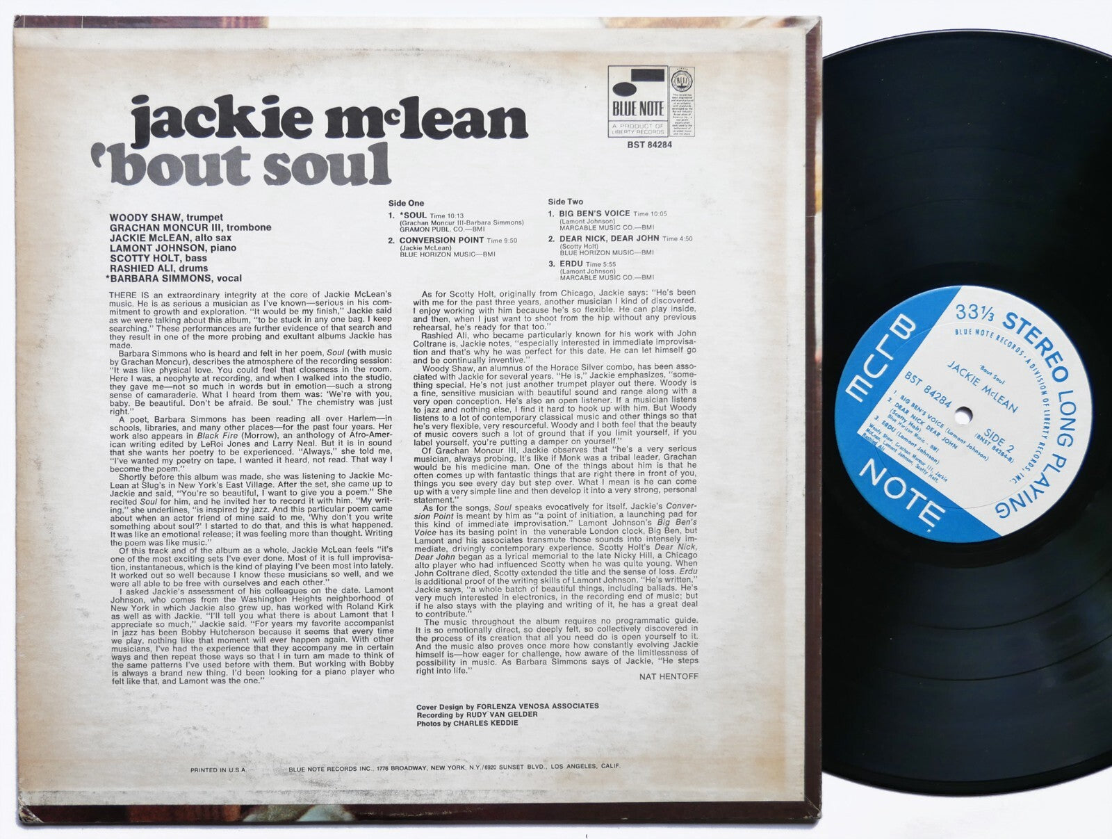 JACKIE MCLEAN 'Bout Soul LP BLUE NOTE 84284 Grachan Moncur III Rashied Ali CLEAN