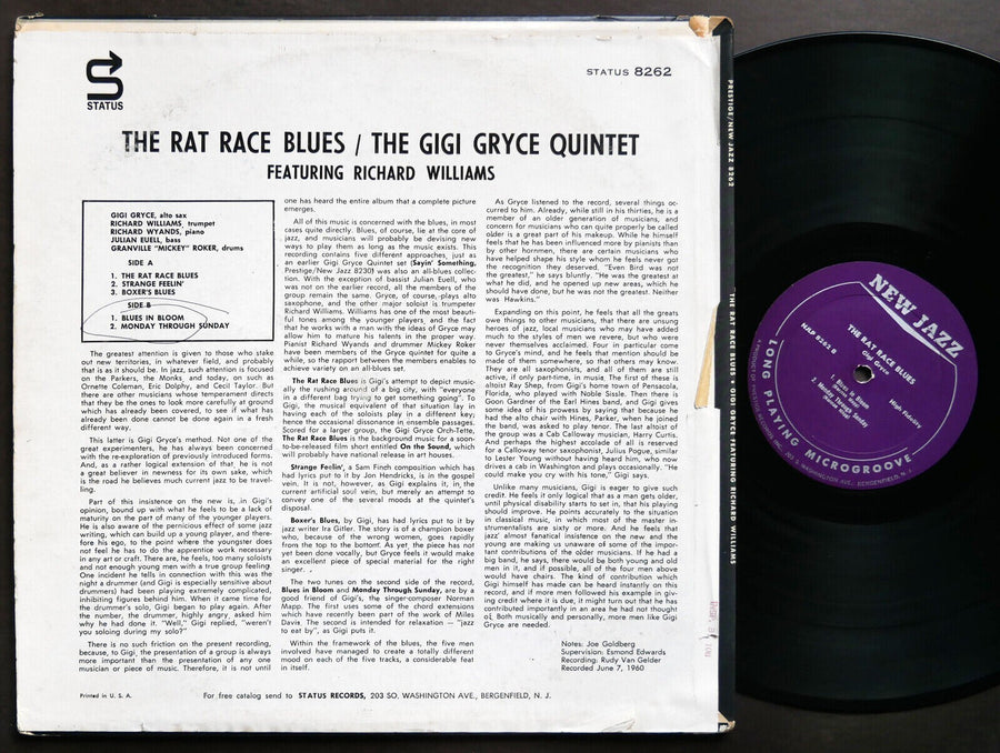 GIGI GRYCE RICHARD WILLIAMS The Rat Race Blues LP NEW JAZZ NJ 8262 RVG MONO