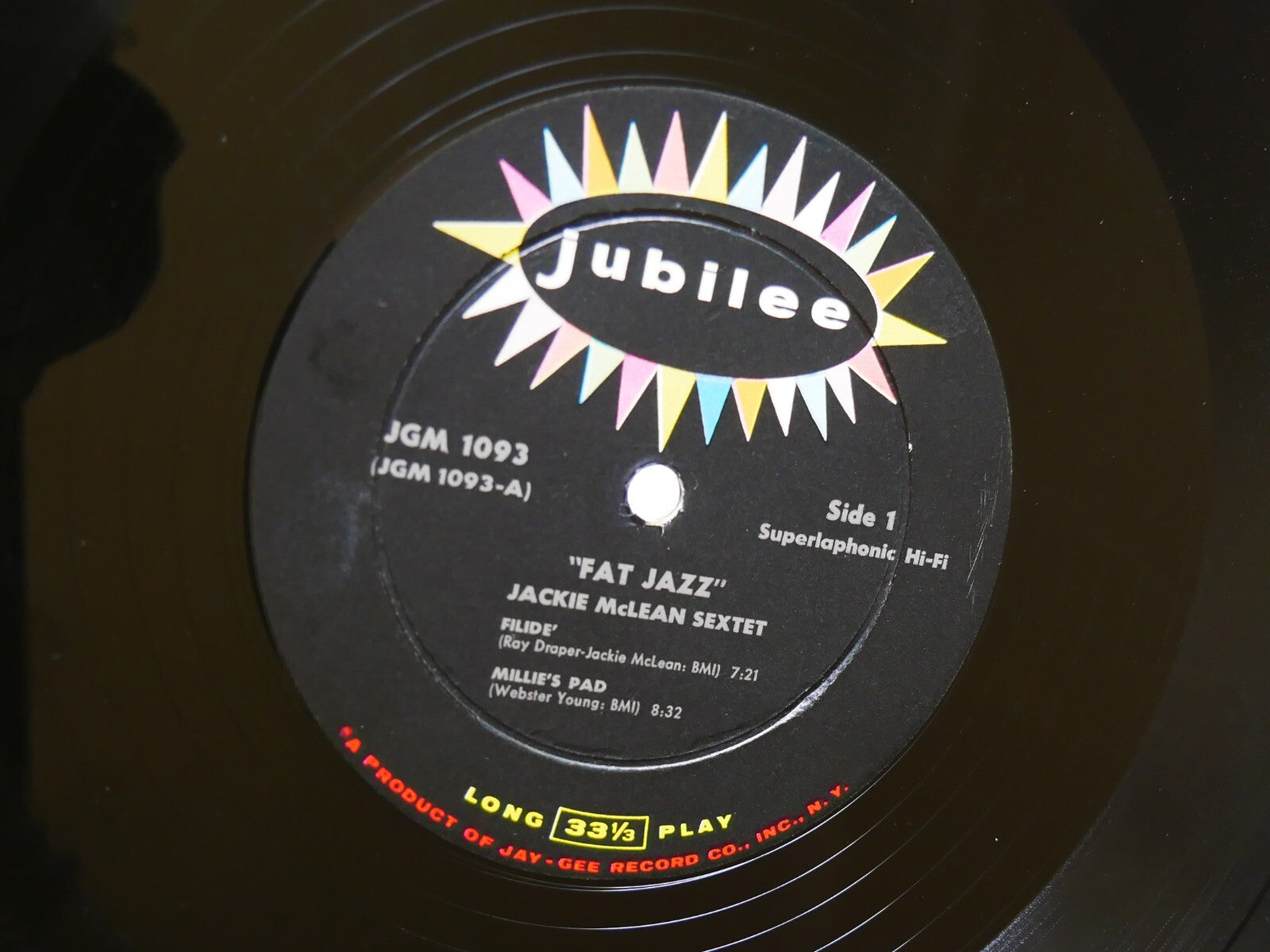 JACKIE MCLEAN Sextet Fat Jazz LP JUBILEE JGM 1093 US 1959 DG MONO Ray Draper