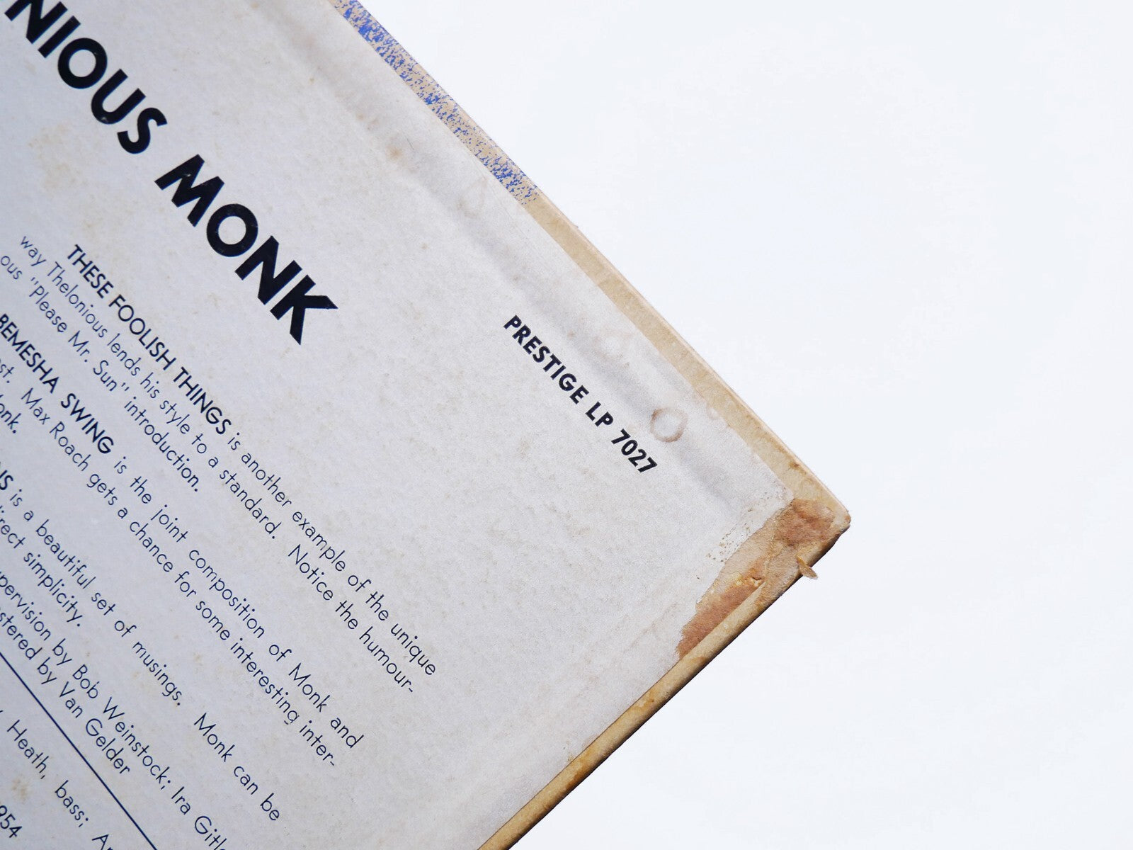 THELONIOUS MONK Trio LP PRESTIGE PRLP 7027 US 1956 DG MONO Art Blakey Max Roach
