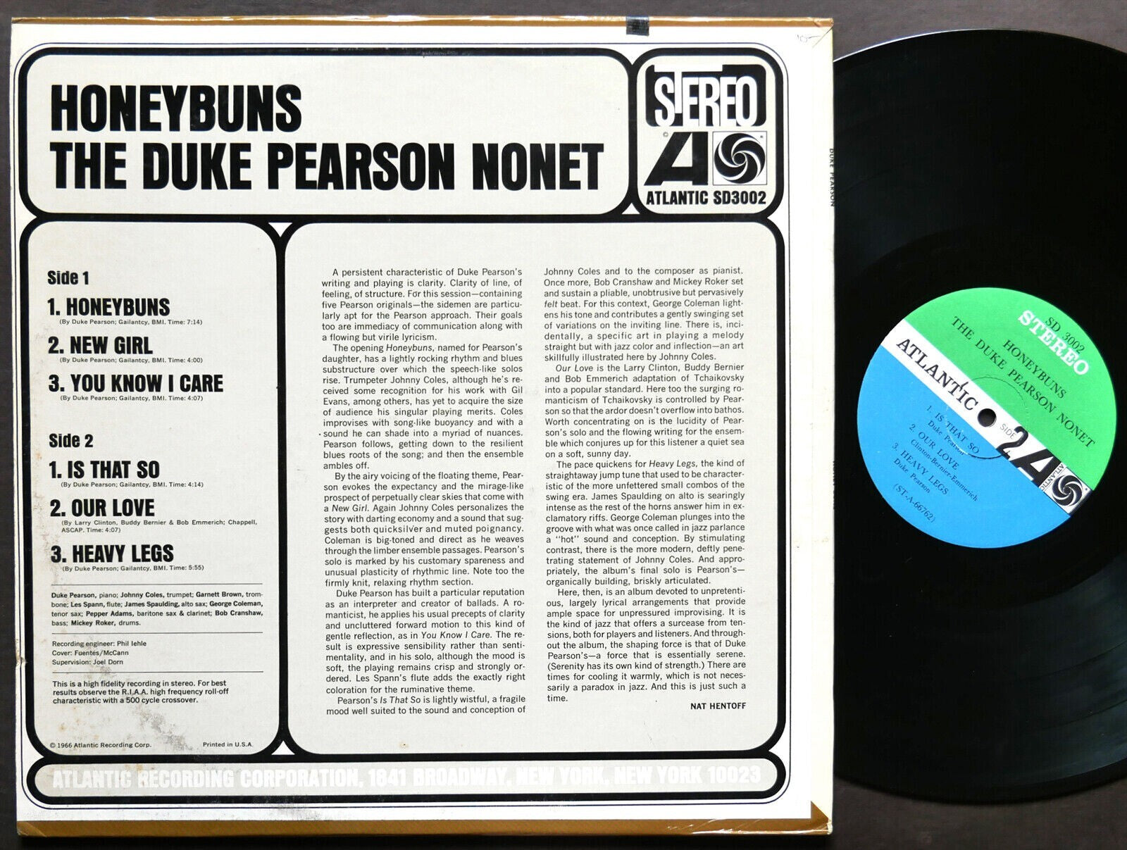 DUKE PEARSON Honeybuns LP ATLANTIC SD 3002 US 1966 Pepper Adams Johnny Coles VG+