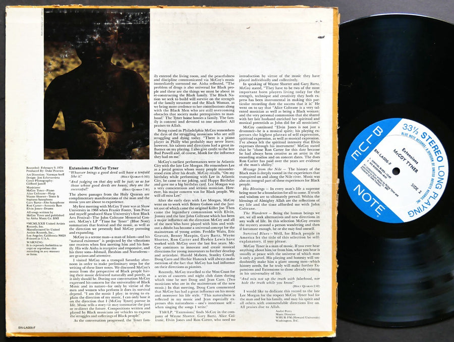 MCCOY TYNER Extensions LP BLUE NOTE BN-LA 006-F US '72 Alice Coltrane Gary Bartz