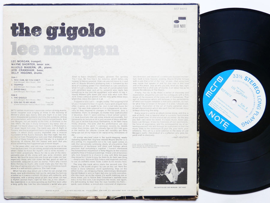 LEE MORGAN The Gigolo LP BLUE NOTE 84212 US 1968 RVG Wayne Shorter Billy Higgins
