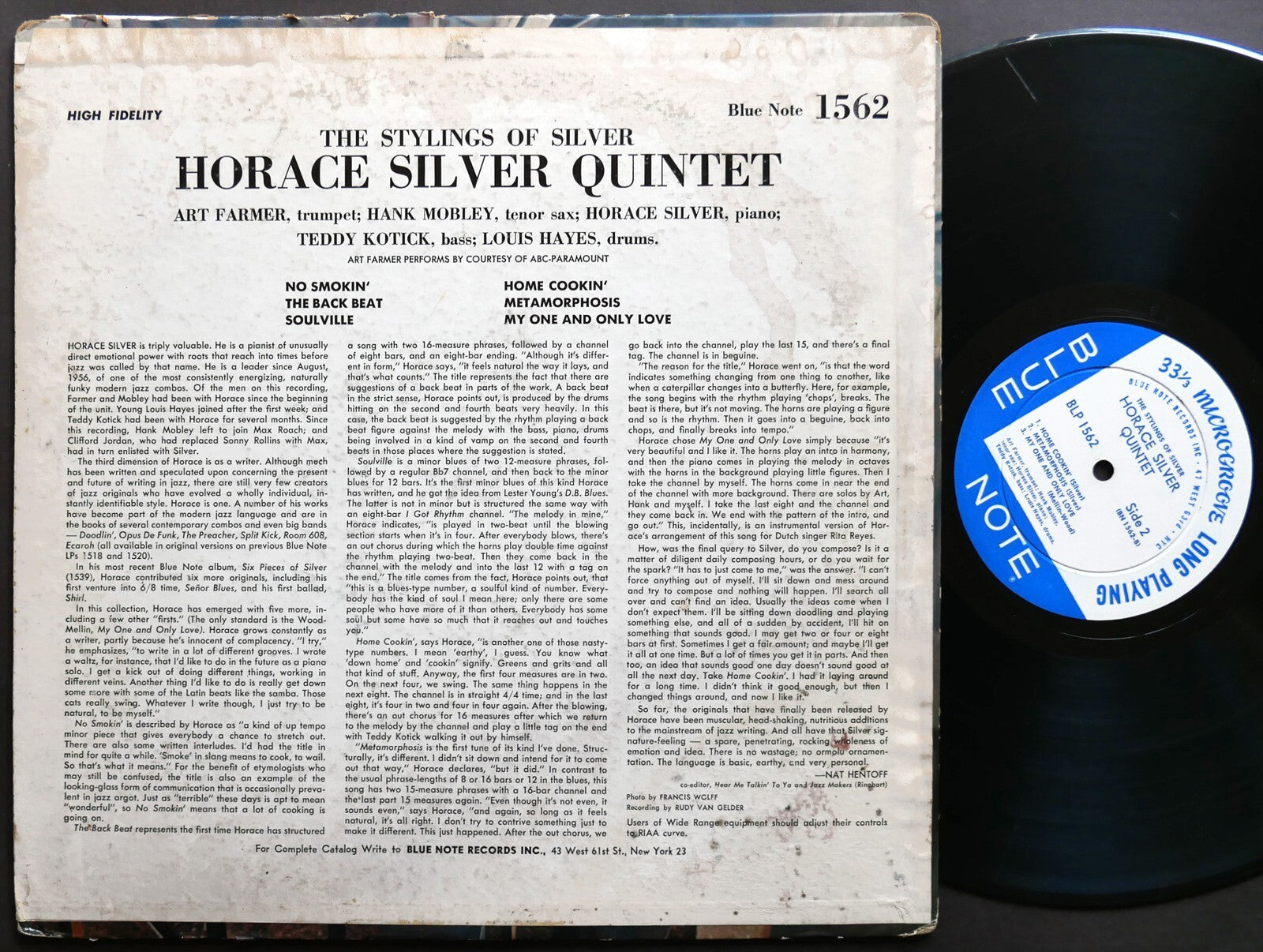 HORACE SILVER The Stylings Of Silver LP BLUE NOTE BLP 1562 US 1962 Hank Mobley