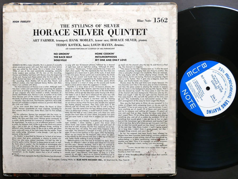 HORACE SILVER The Stylings Of Silver LP BLUE NOTE BLP 1562 US 1962 Hank Mobley