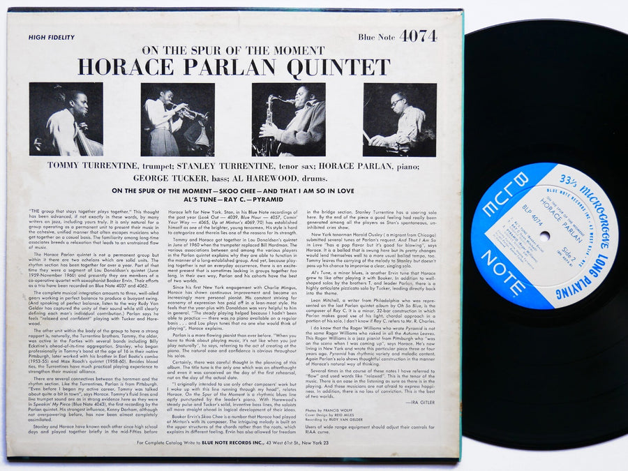 HORACE PARLAN The Spur Of The Moment LP BLUE NOTE BLP 4074 US 1961 RVG DG MONO