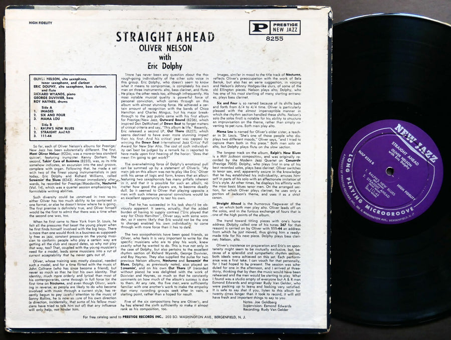 OLIVER NELSON ERIC DOLPHY Straight Ahead LP NEW JAZZ NJLP 8255 US 1961 DG MONO