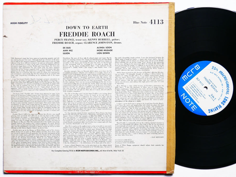 FREDDIE ROACH Down To Earth LP BLUE NOTE 4113 US 1962 NY EAR MONO Kenny Burrell