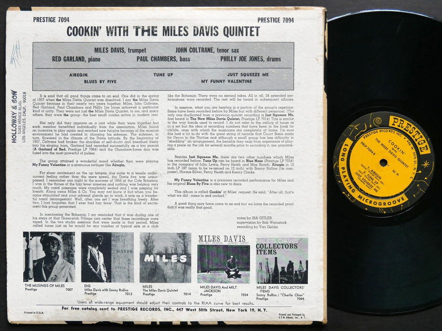 MILES DAVIS Cookin' LP PRESTIGE PRLP 7094 MONO W.50th John Coltrane Red Garland