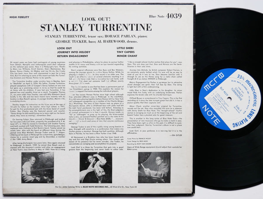 STANLEY TURRENTINE Look Out! LP BLUE NOTE BLP 4039 RVG EAR DG MONO Horace Parlan