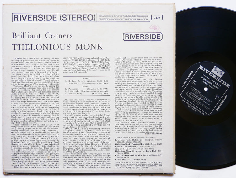 THELONIOUS MONK Brilliant Corners LP RIVERSIDE RLP 1174 US 1960 Sonny Rollins