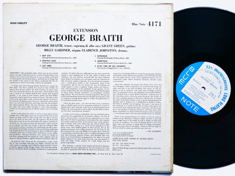GEORGE BRAITH Extension LP BLUE NOTE BLP 4171 US 1967 NY RVG MONO Grant Green