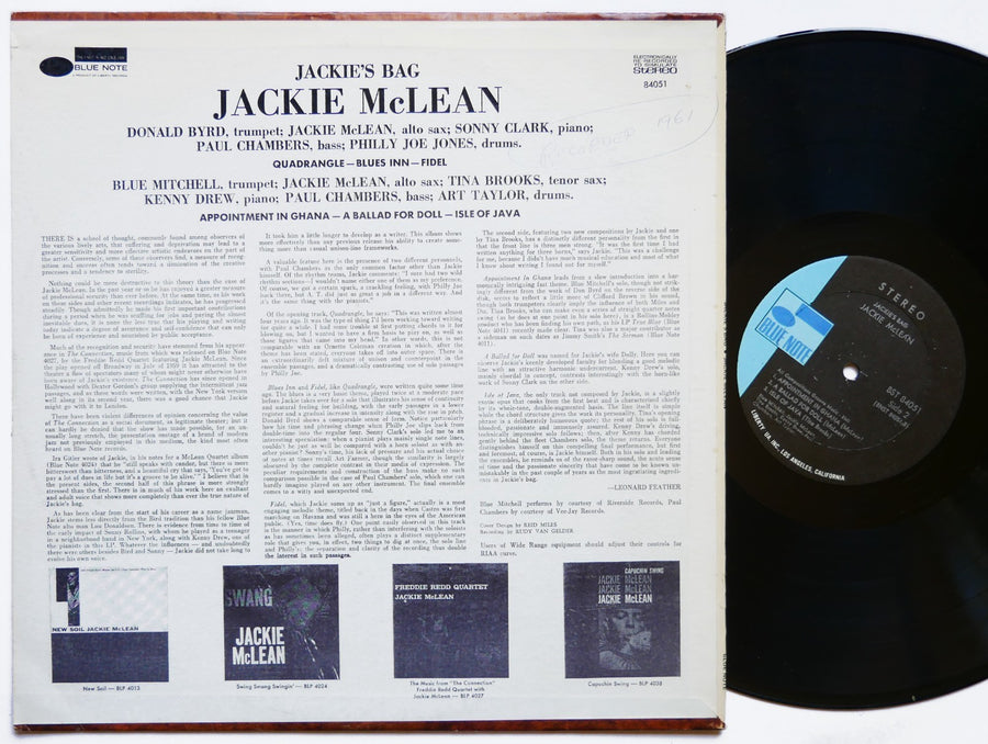 JACKIE MCLEAN Jackie's Bag LP BLUE NOTE BST 84051 US '70 Sonny Clark Tina Brooks