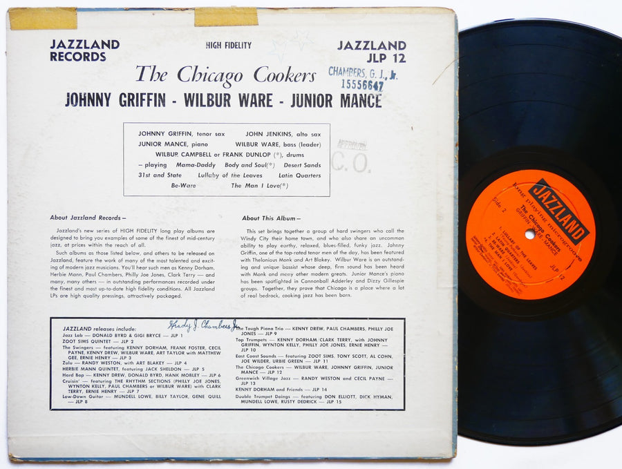 JOHNNY GRIFFIN WILBUR WARE The Chicago Cookers JAZZLAND JLP 12 US 1960 DG MONO