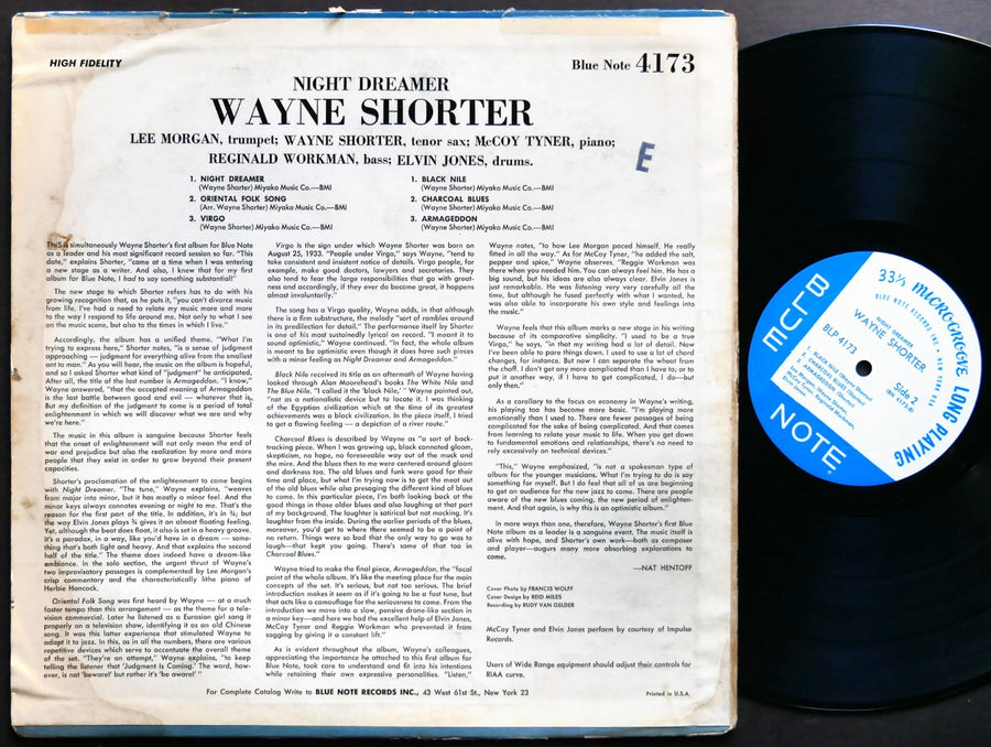 WAYNE SHORTER Night Dreamer LP BLUE NOTE BLP 4173 US 1964 NY EAR MONO Lee Morgan