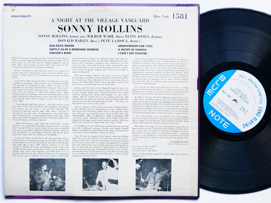 SONNY ROLLINS A Night At The Village Vanguard LP BLUE NOTE BLP 1581 US 1959 MONO