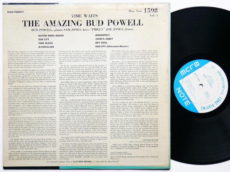 The Amazing BUD POWELL Vol. 4 Time Waits LP BLUE NOTE BLP 1598 US 1958 EAR MONO