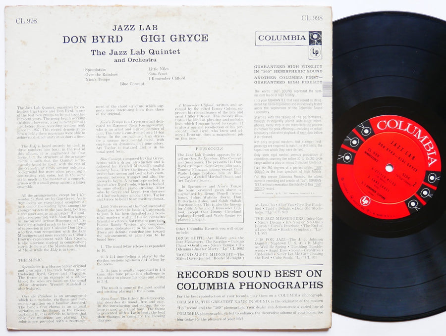 DONALD BYRD GIGI GRYCE Jazz Lab LP COLUMBIA CL 998 6-EYE DG MONO Sahib Shihab