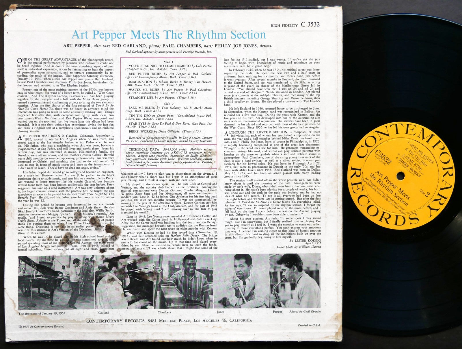 ART PEPPER Meets The Rhythm Section LP CONTEMPORARY C 3532 US 1957 JAZZ DG MONO