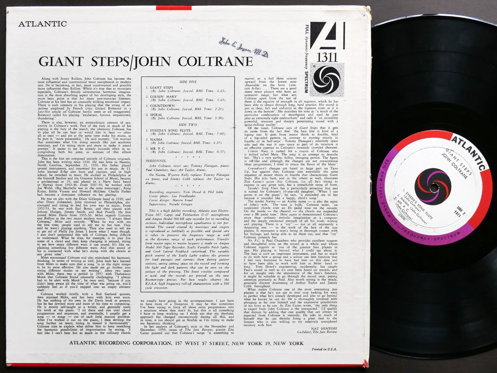JOHN COLTRANE Giant Steps LP ATLANTIC 1311 US 1960 DG MONO Tommy Flanagan VG+