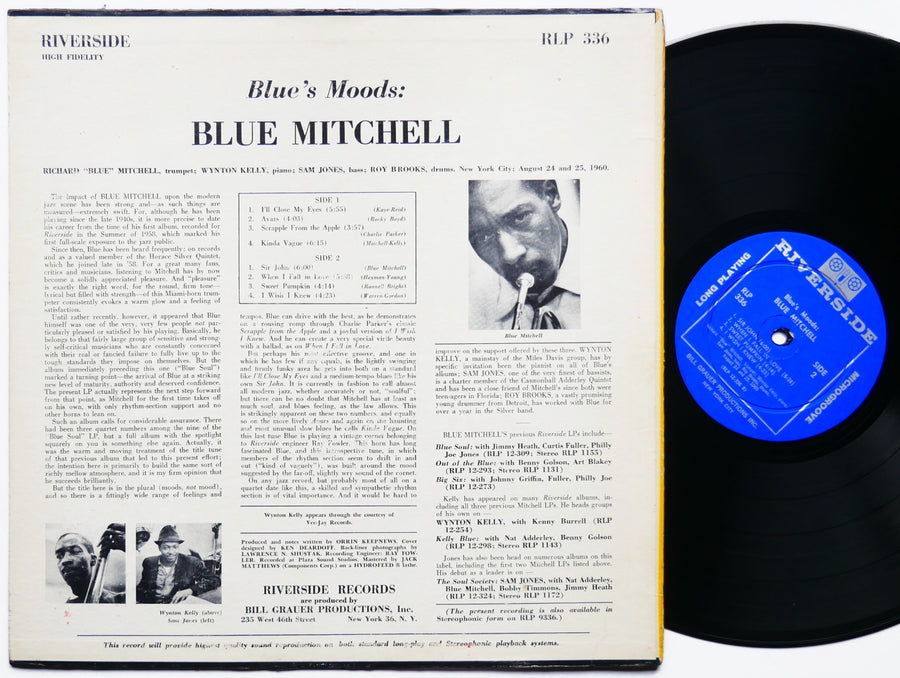 BLUE MITCHELL Blue's Moods LP RIVERSIDE RLP 336 US 1960 Roy Brooks Wynton Kelly