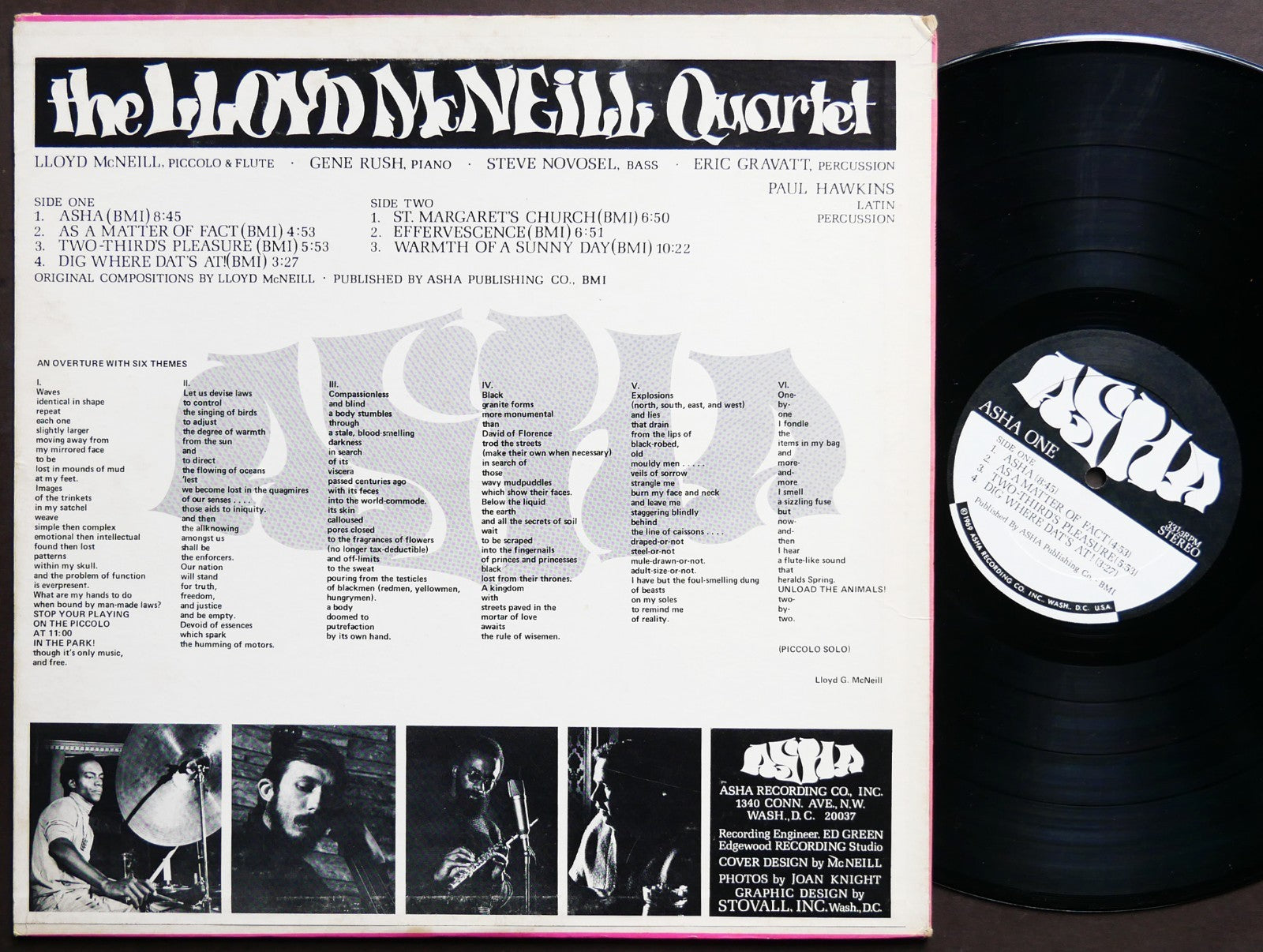 LLOYD MCNEILL Quartet Asha LP ASHA RECORDING CO. INC. ASHA NO. 1 US 1969 JAZZ