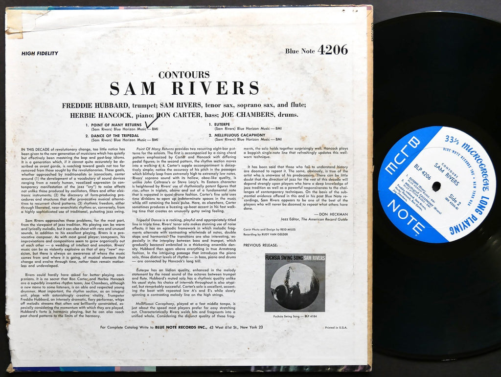 SAM RIVERS Contours LP BLUE NOTE 4206 NY RVG MONO Herbie Hancock Freddie Hubbard