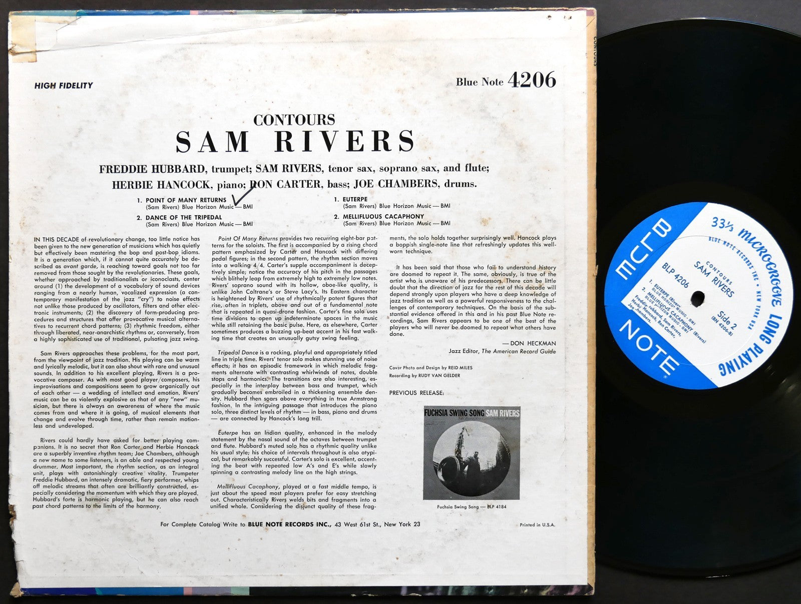 SAM RIVERS Contours LP BLUE NOTE 4206 NY RVG MONO Herbie Hancock Freddie Hubbard