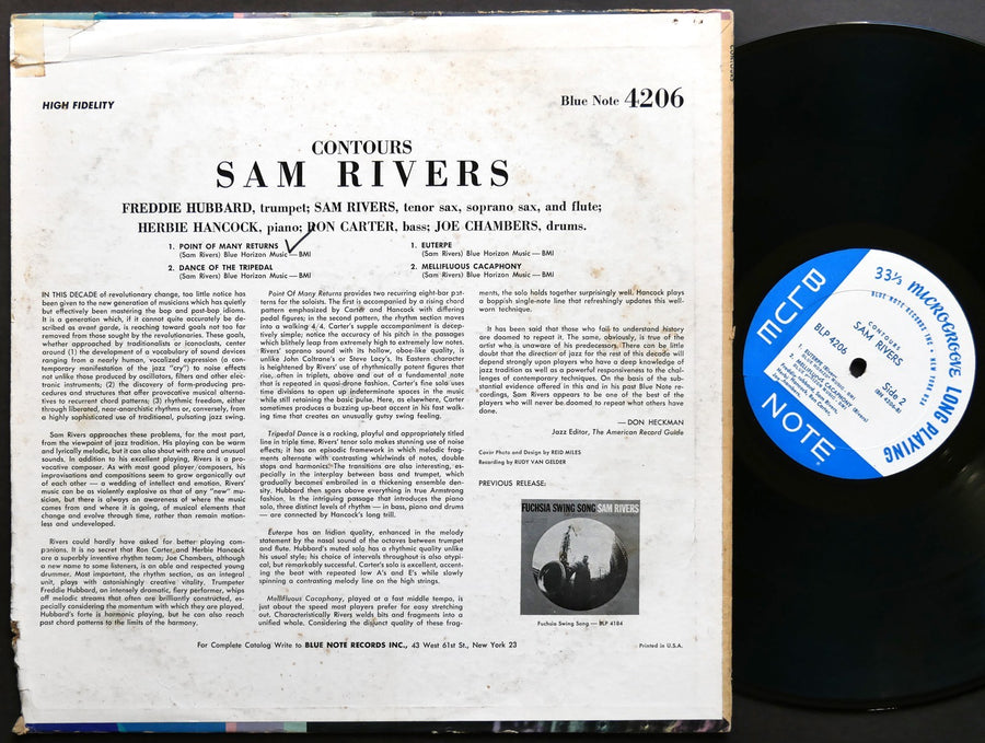 SAM RIVERS Contours LP BLUE NOTE 4206 NY RVG MONO Herbie Hancock Freddie Hubbard