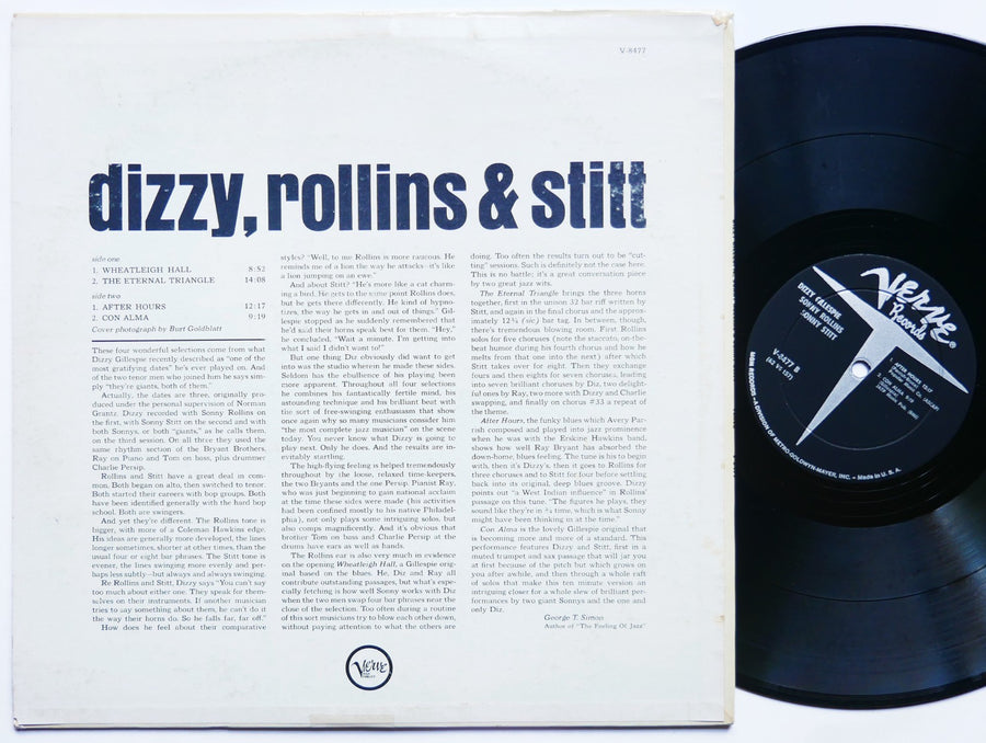 DIZZY GILLESPIE SONNY ROLLINS SONNY STITT VERVE V-8477 US 1962 DG MONO JAZZ VG+